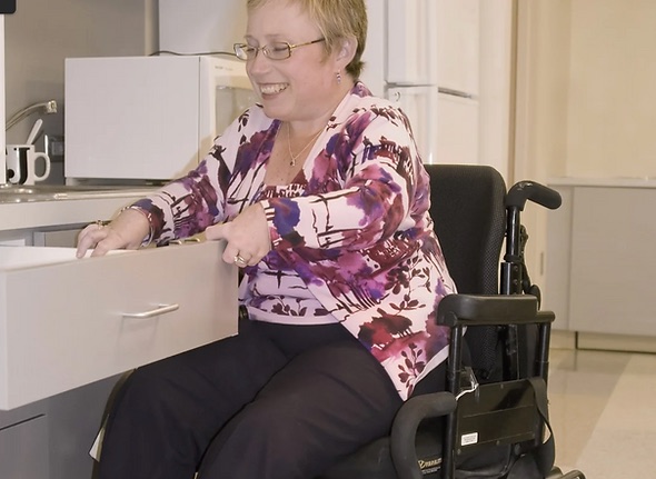 Person with disability at home in an accessible environment